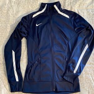 Nike Women's Navy and White Training Jacket Zip Up Small